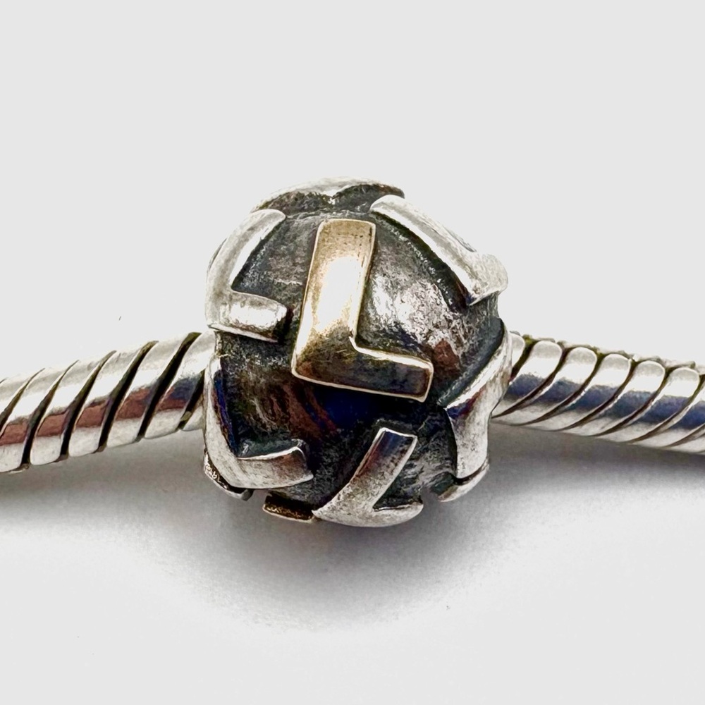 Pandora Retired Sterling Silver and 14K Gold Alphabet Bead - Initial Letter L